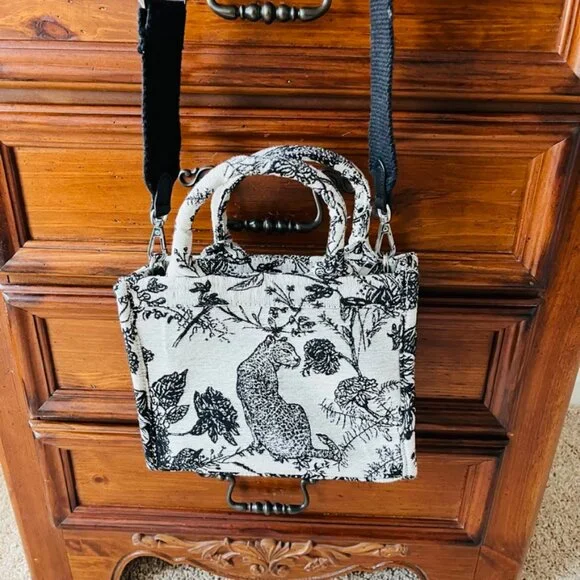 A New Day Toile Leopard Crossbody Bag, Cream & Black - Picture 2 of 6
